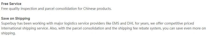 Two more sections headed Free Service and Save on Shipping